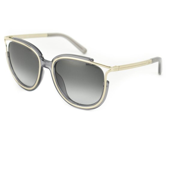 Chloe Accessories - CHLOE: Translucent Gray/Pale Gold Logo Sunglasses